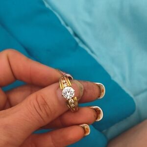 Gold-Tone Solitaire Crystal Ring in Gold - Women's Jewelry